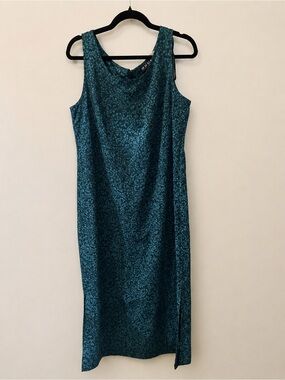 MHM Melissa Harper Teal Floral Sleeveless Midi Dress Size 14